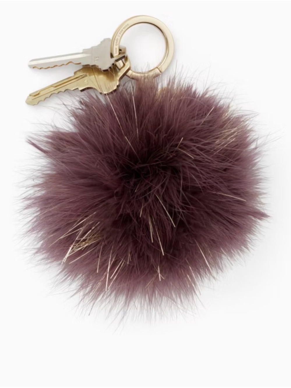 Kate Spade Pom Pom Keychain with Gold Accents